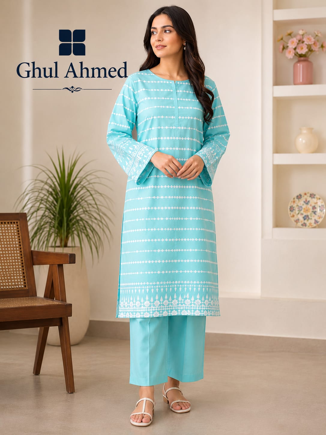 GHUL AHMAD LAWN 2PC SUIT