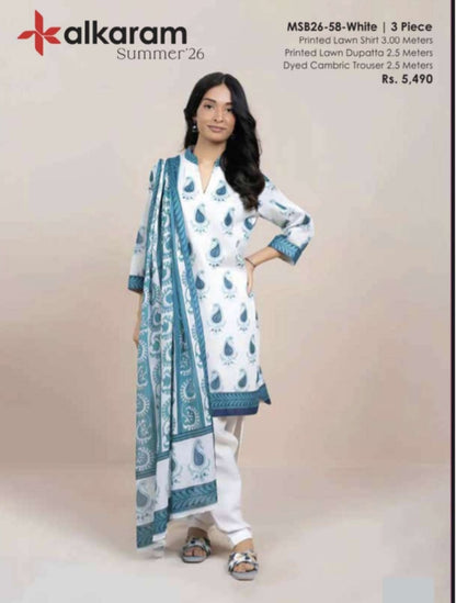 alkaram by taiba noor 3pc lawn