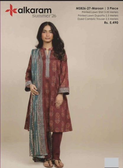 alkaram by taiba noor 3pc lawn