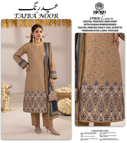 LAWN 3PC Embroidered by Taiba noor