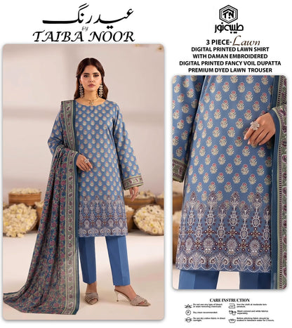 LAWN 3PC Embroidered by Taiba noor