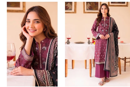 Lawn 3pc emb Gla print by Taiba noor