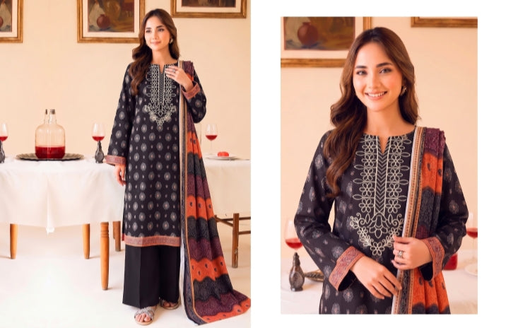 Lawn 3pc emb Gla print by Taiba noor