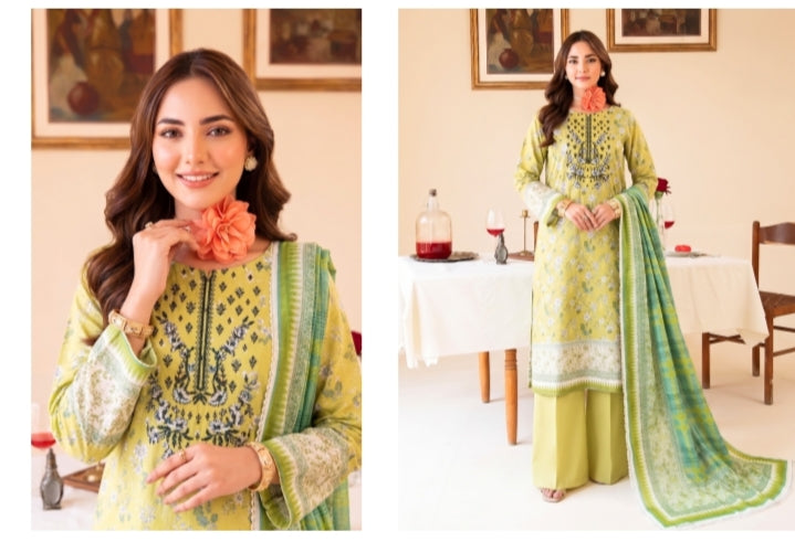 Lawn 3pc emb Gla print by Taiba noor
