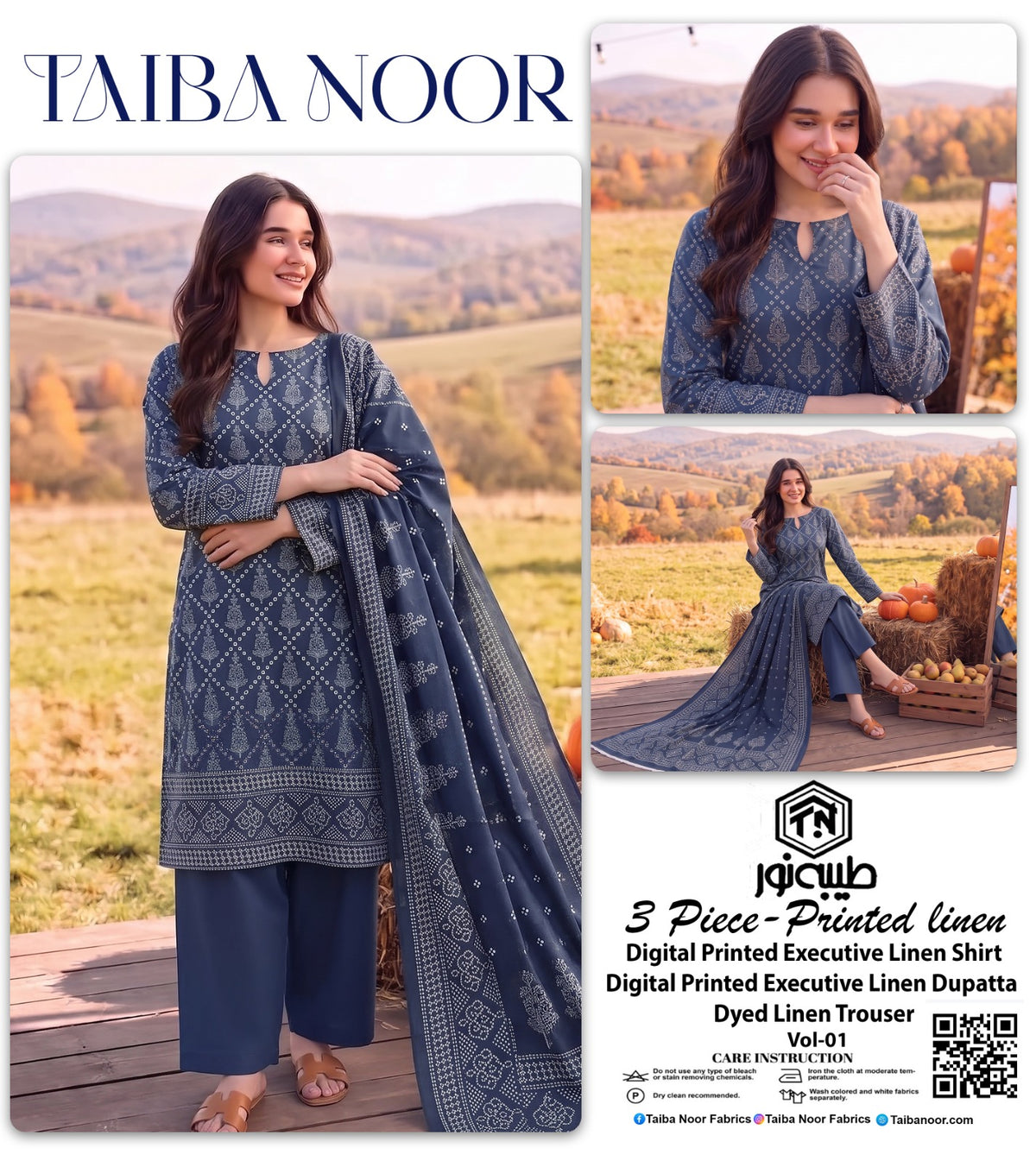 TAIBA NOOR 3PC LINEN
