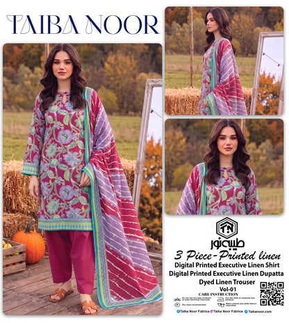 TAIBA NOOR 3PC LINEN