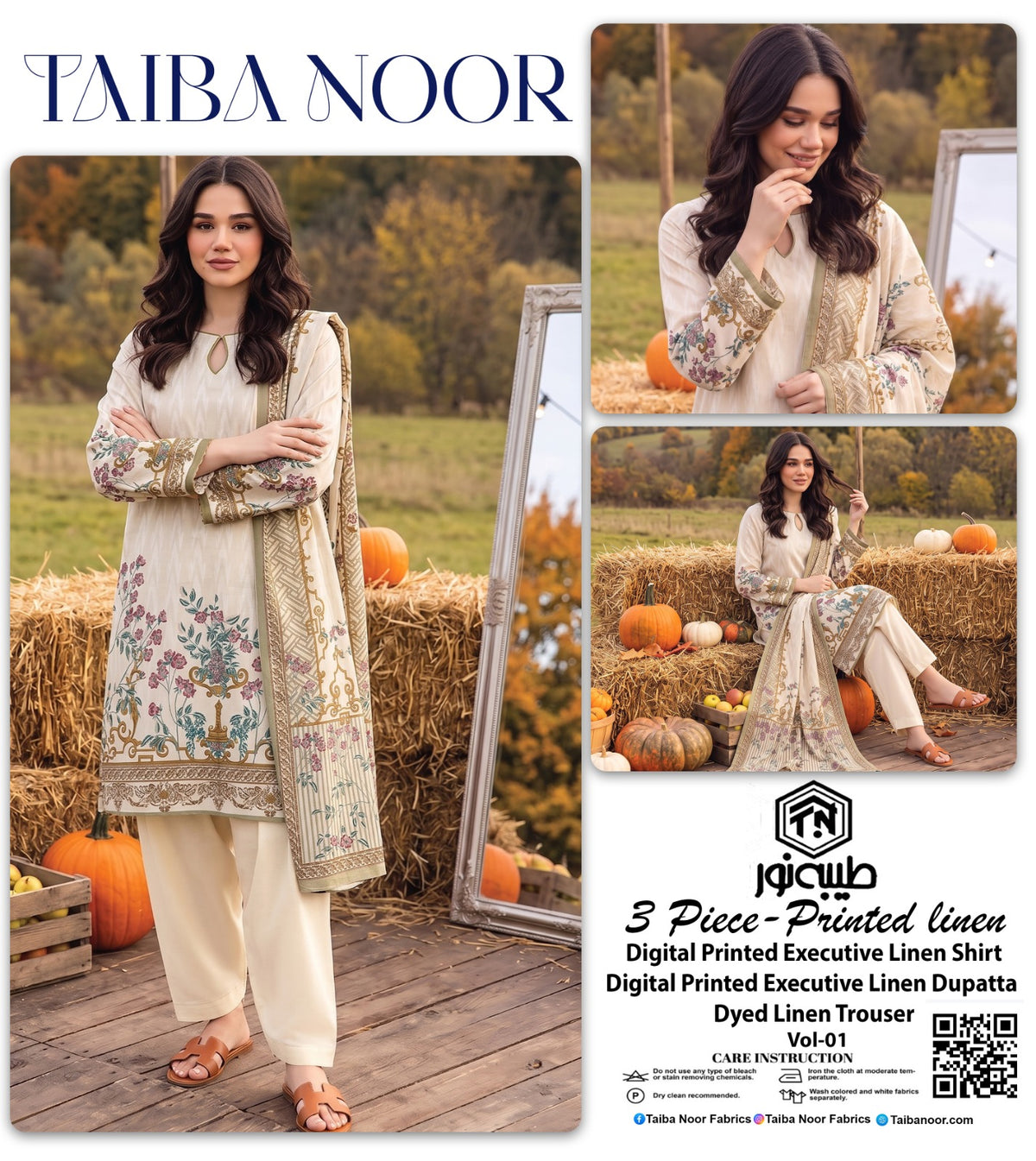 TAIBA NOOR 3PC LINEN