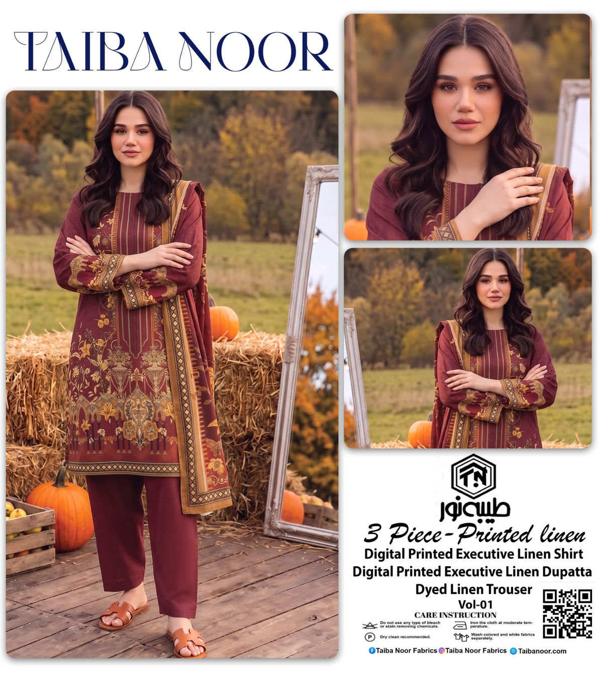 TAIBA NOOR 3PC LINEN
