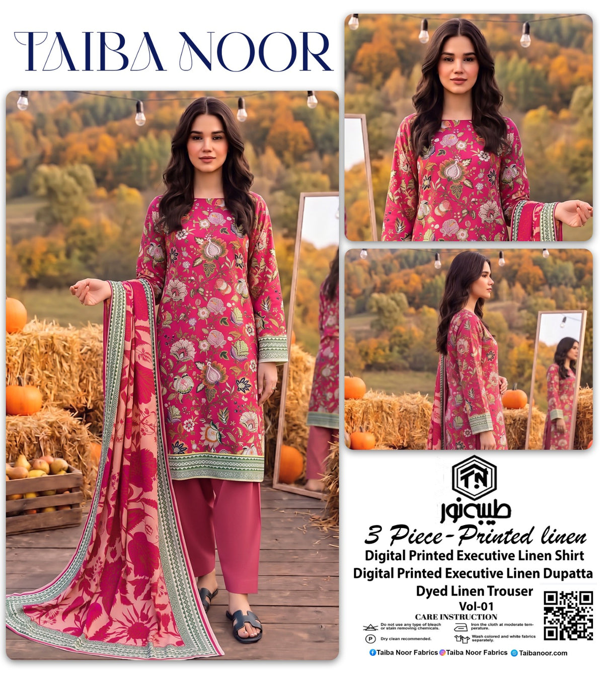 TAIBA NOOR 3PC LINEN