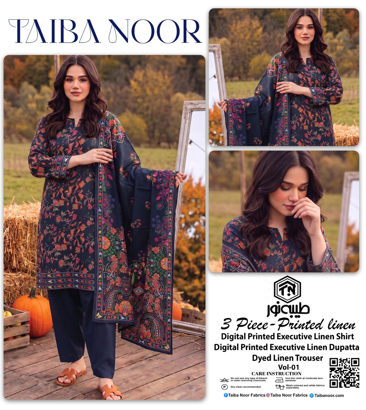 TAIBA NOOR 3PC LINEN