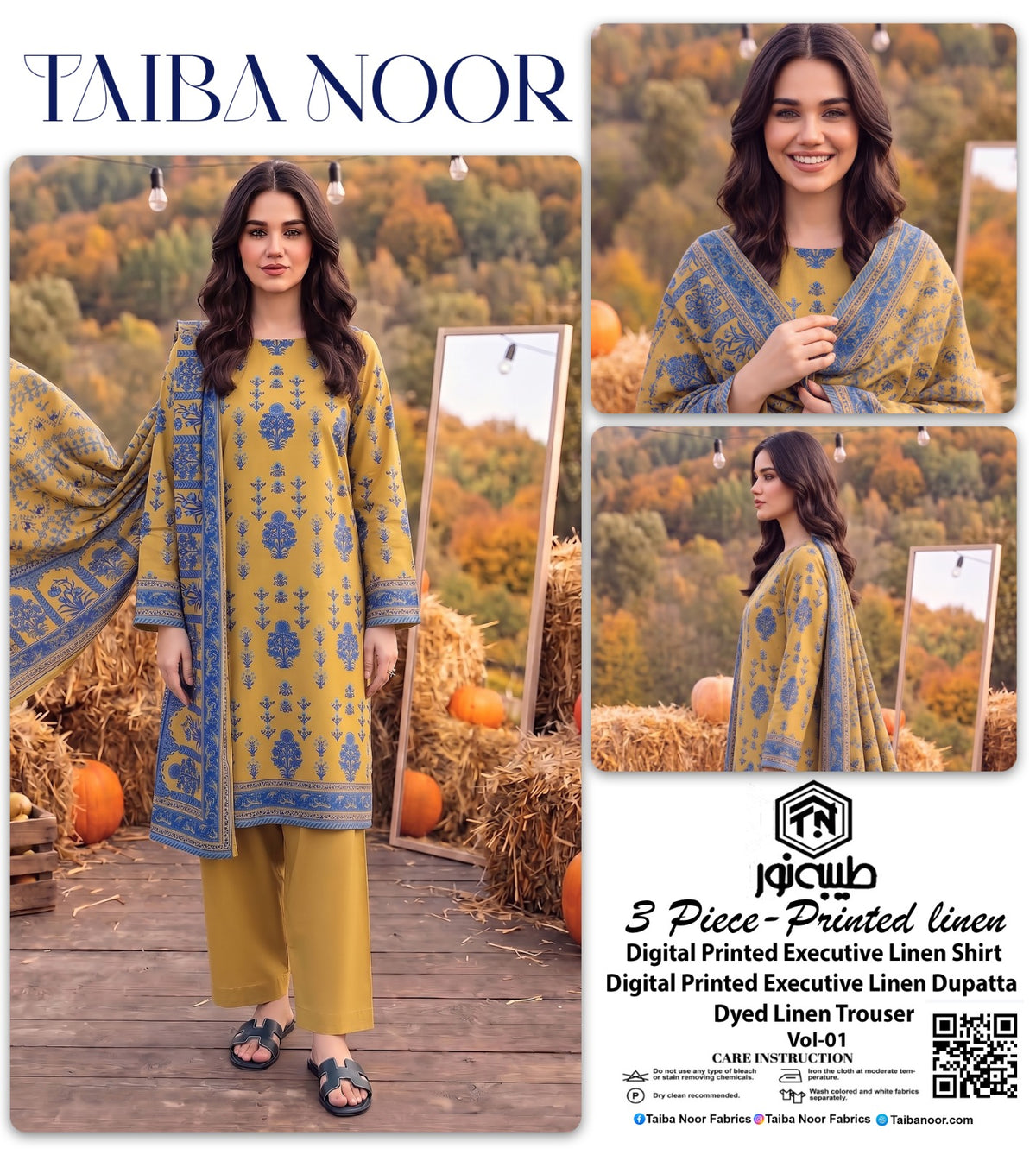 TAIBA NOOR 3PC LINEN