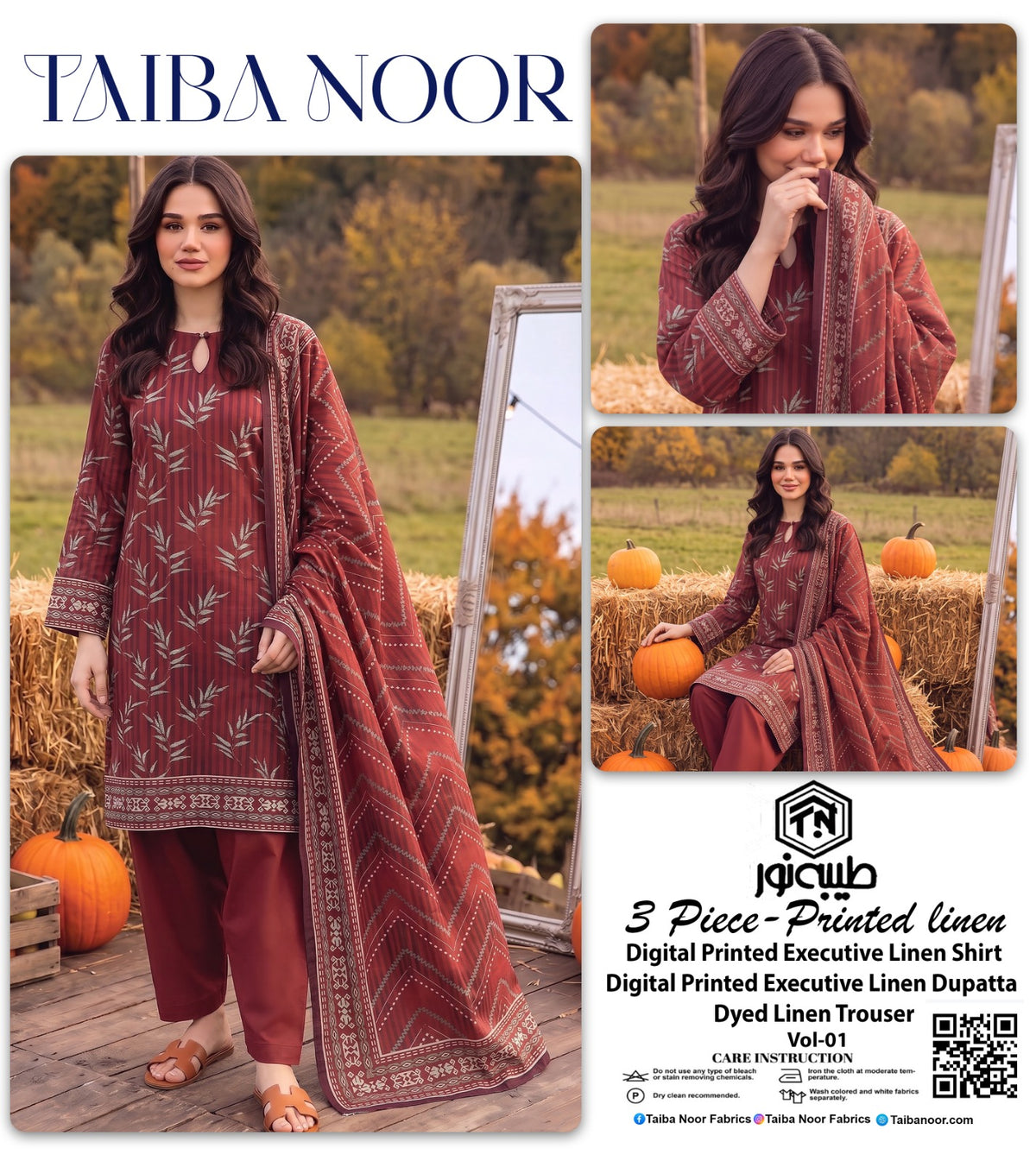 TAIBA NOOR 3PC LINEN