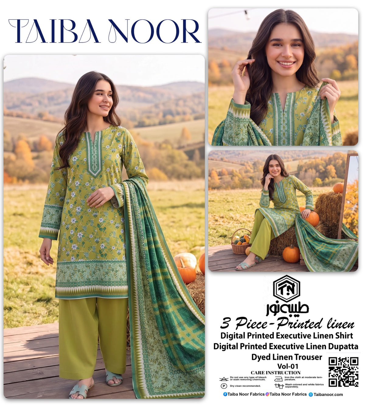TAIBA NOOR 3PC LINEN