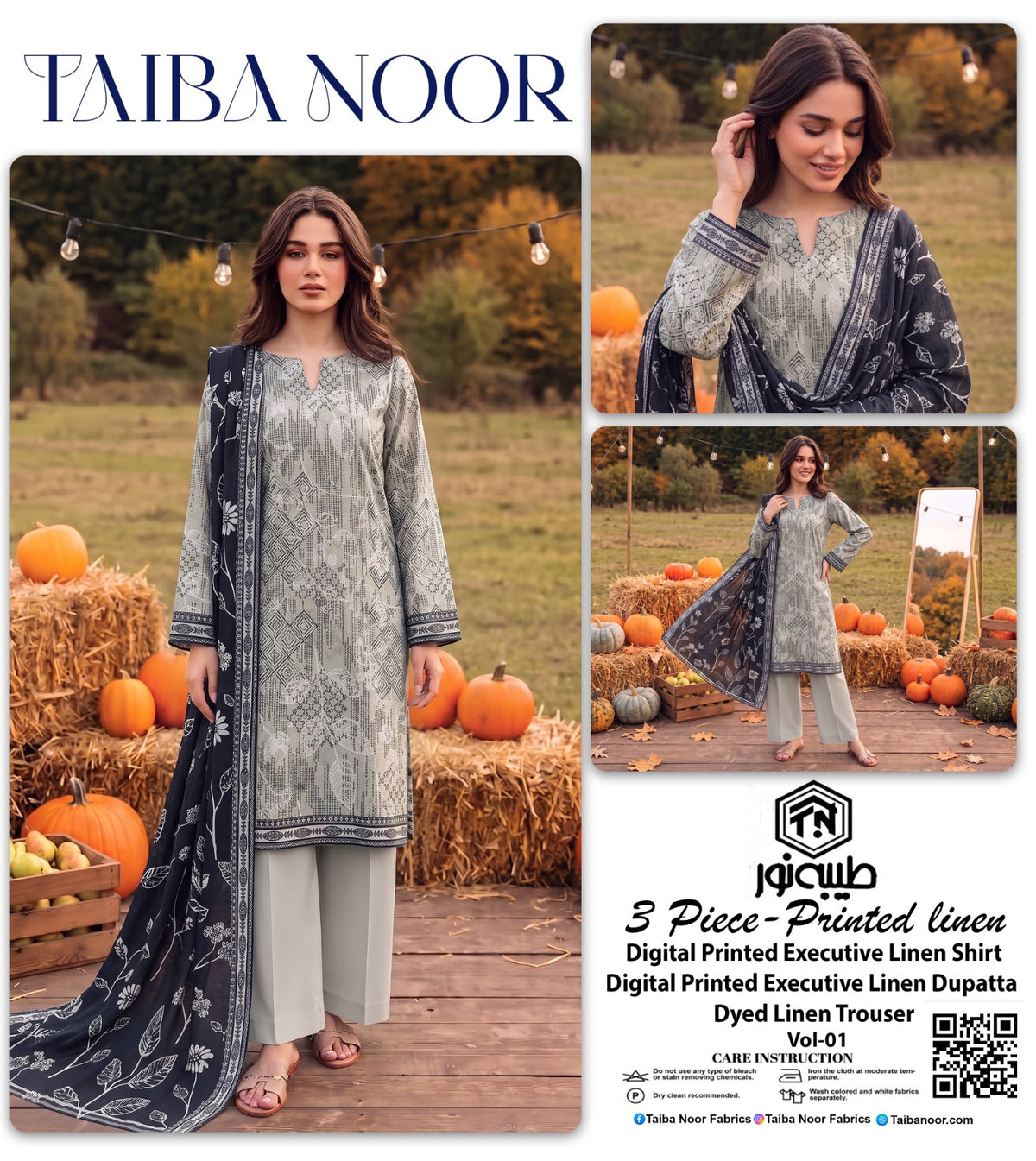 TAIBA NOOR 3PC LINEN