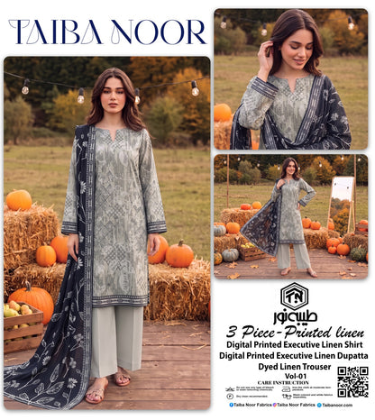TAIBA NOOR 3PC LINEN