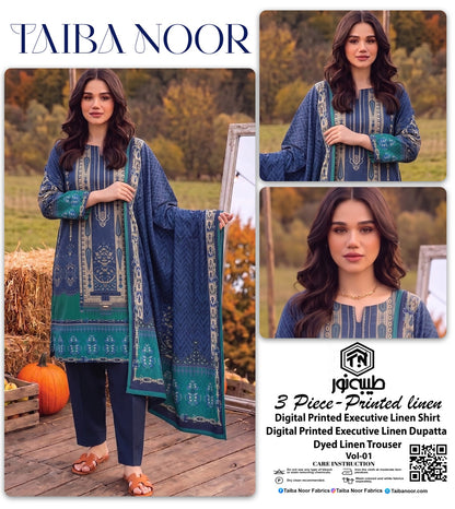 TAIBA NOOR 3PC LINEN