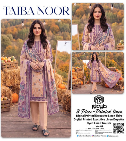 TAIBA NOOR 3PC LINEN