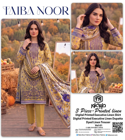TAIBA NOOR 3PC LINEN