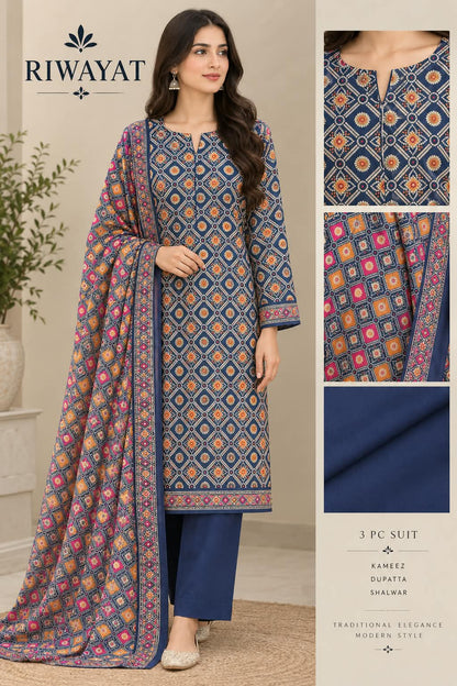 3PC LAWN BY TAIBA NOOR
