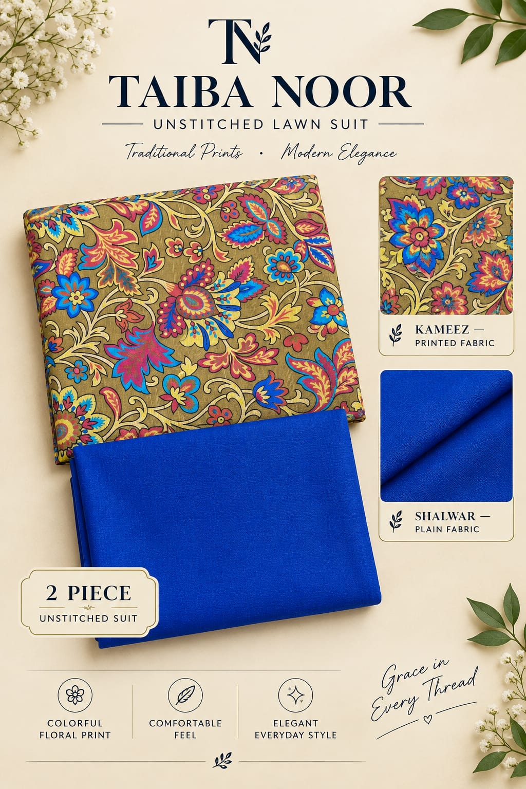 2PC KHADAR BY TAIBA NOOR