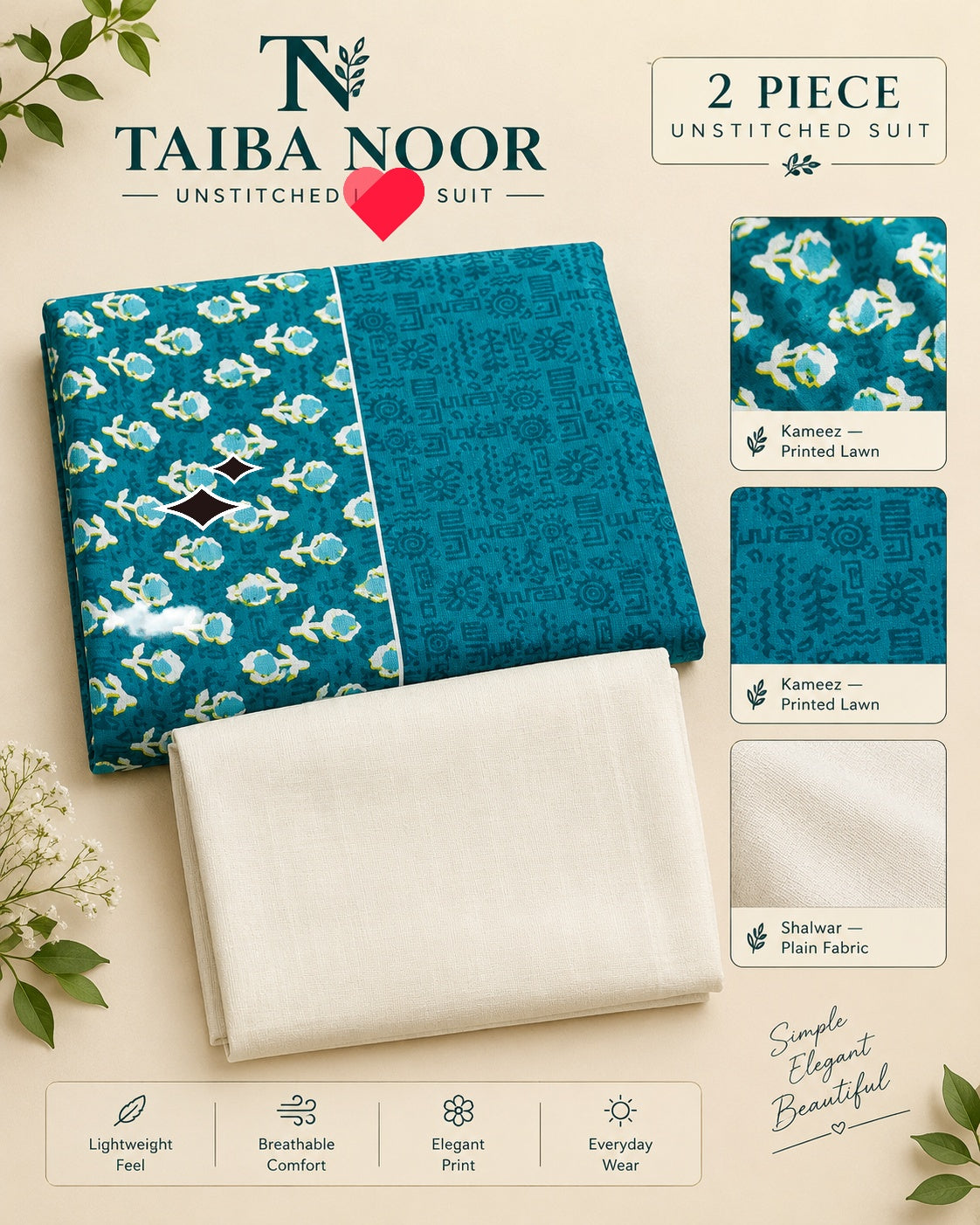 2PC KHADAR BY TAIBA NOOR