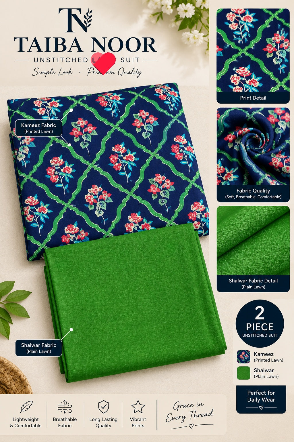 2PC KHADAR BY TAIBA NOOR