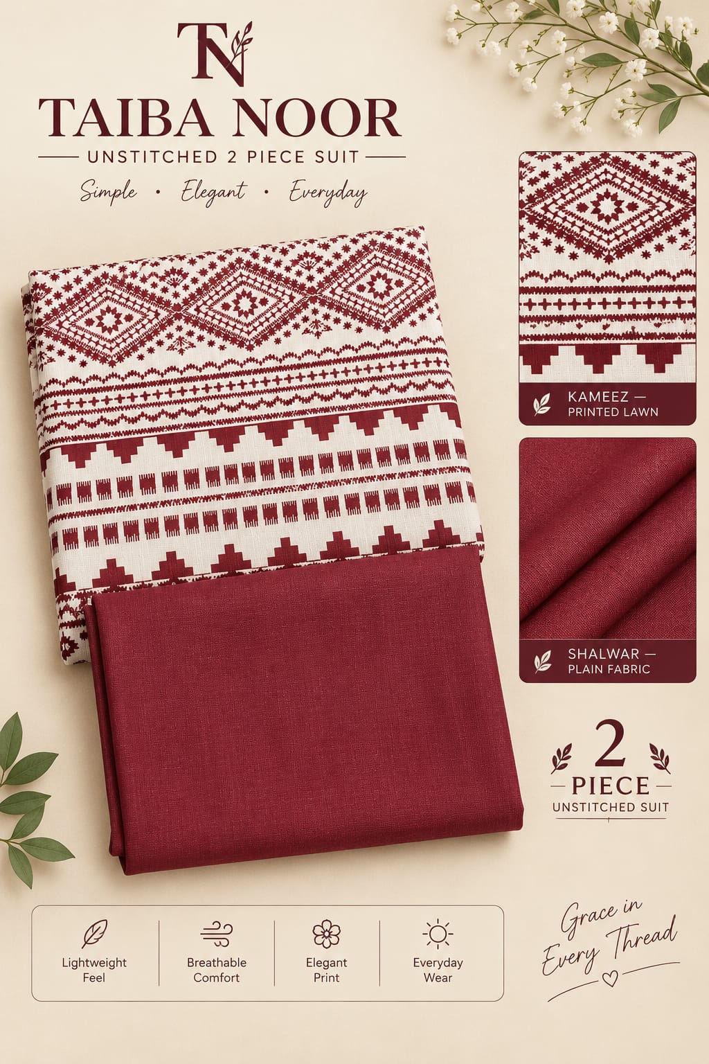 2PC KHADAR BY TAIBA NOOR