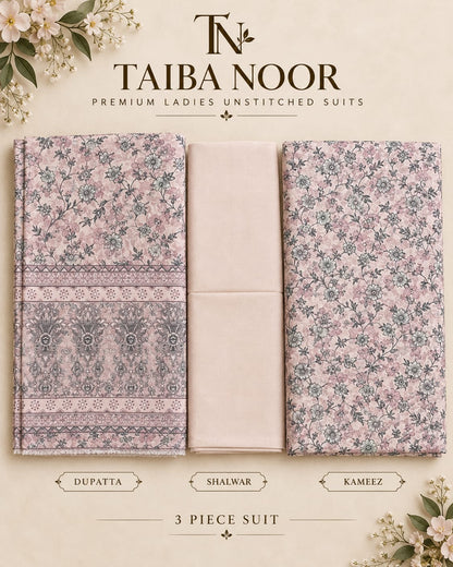 TAIBA NOOR 3PC DHANAK ALL OVER