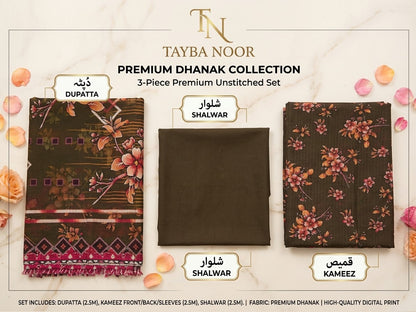 TAIBA NOOR 3PC DHANAK ALL OVER