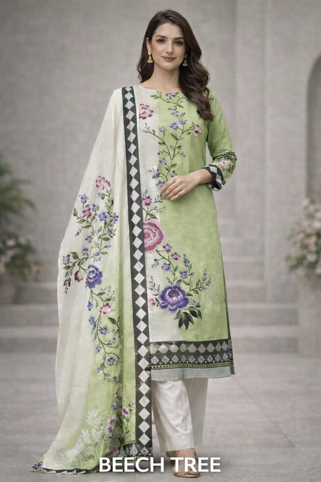 Beech tree by taiba noor 3pc printed Lawn