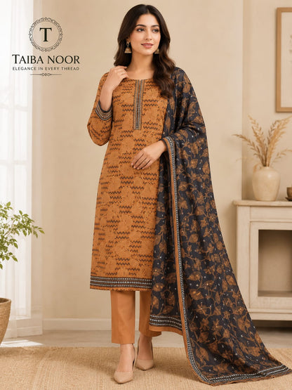 Ego 3pc lawn printed